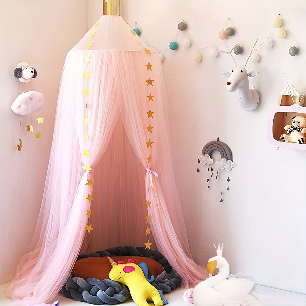 1 Mosquitera Niños Dosel Decoración Princesa Cama Niños - Temu