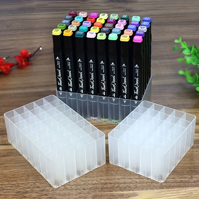 Clear 80 / 60 Holes Plastic Carrying Marker Case Holder Storage