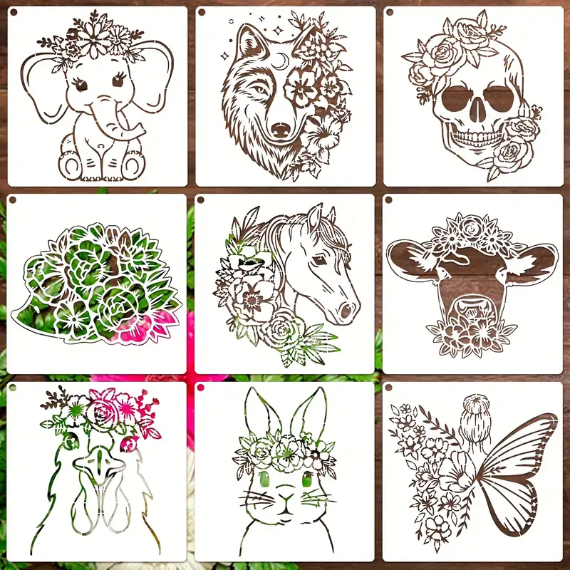 Large Floral Animal Stencils For Painting On Wood - Temu