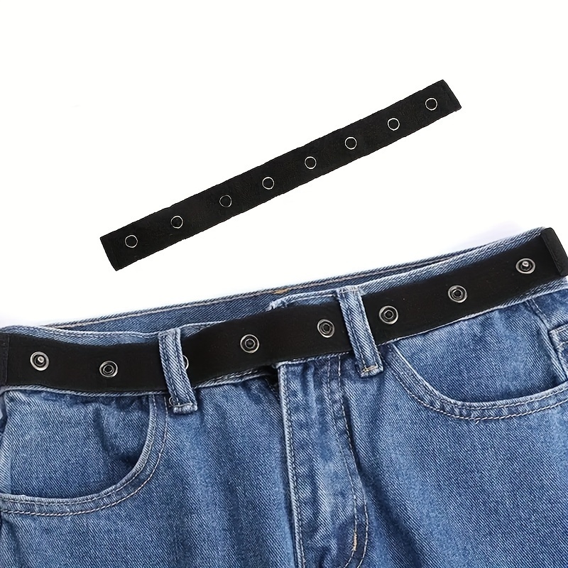 Black Casual 1pc Belt, Men's Waist Elastic Loose Adjustable Jeans Pants, Trousers,Temu