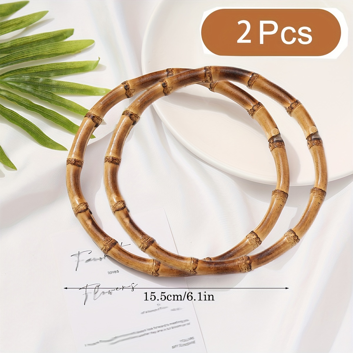 

2pcs 5inch Real Bamboo Handle For Handbag, Luggage Accessories, Handmade Premium Wood Bag With Bamboo Ring, Bamboo Handle Ring Bamboo Crafts, Handmade Bag Accessories Diy Accessories