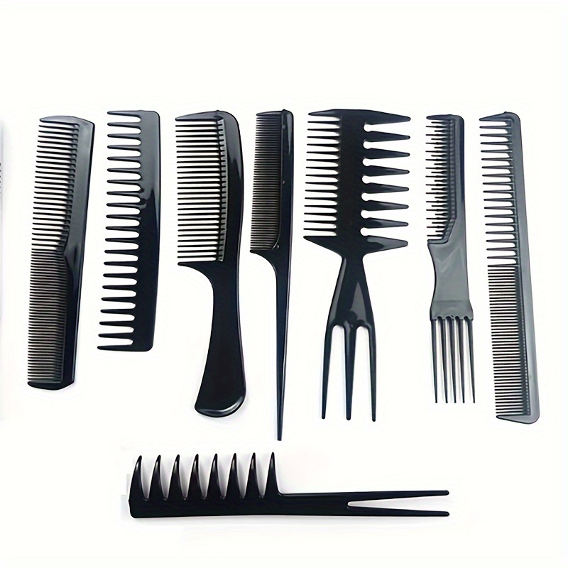 TEMU 8pcs Hair Styling Comb Men's Styling Hair Comb Wide Tooth Comb Flat Comb Rat Tail Comb Double-sided Comb Fork Comb Dense Tooth Comb Hair Styling