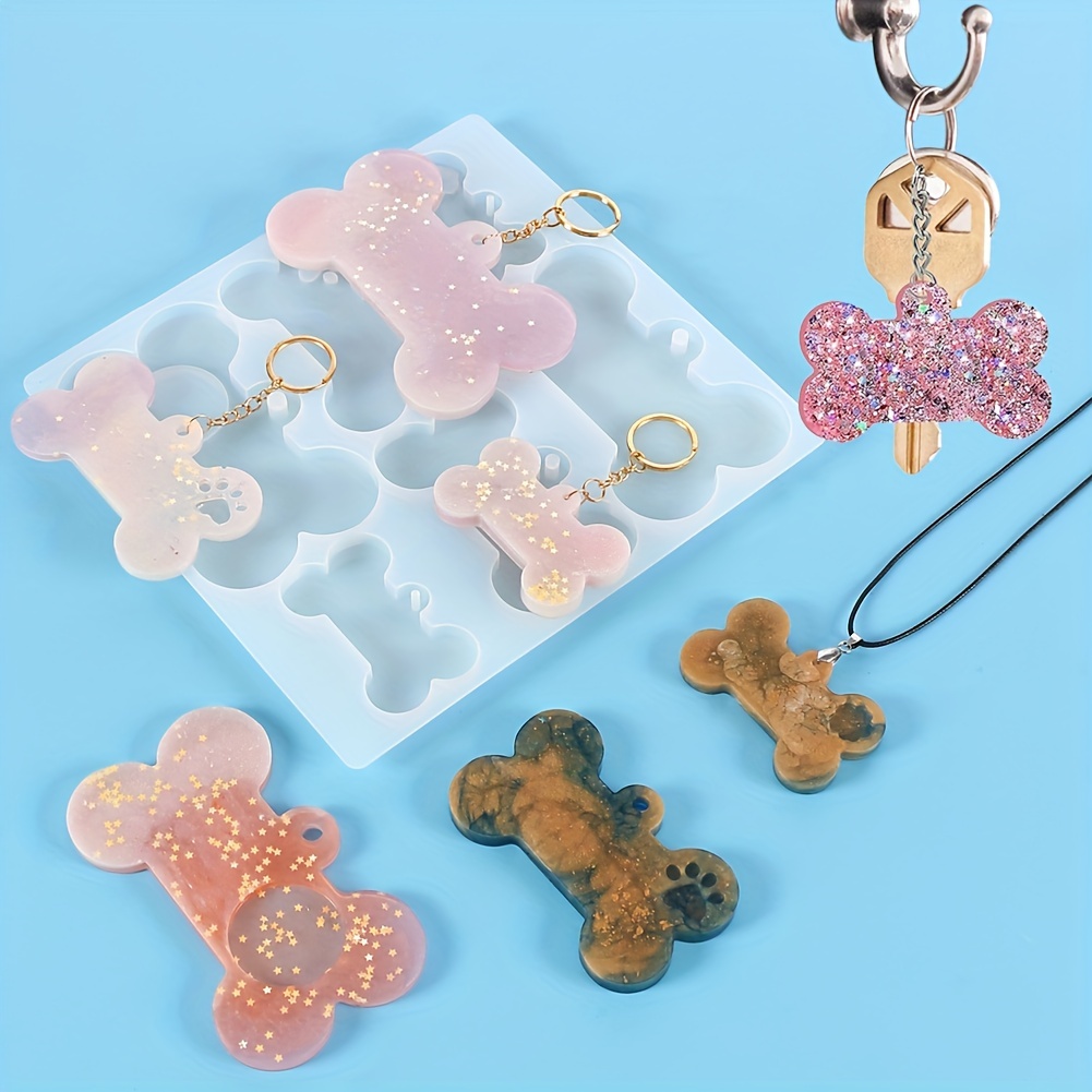 1pc Cat Dog Tag Epoxy Resin Silicone Mold Dog Bone Cat Fish Shaped Pet Tag  Pendant Casting Mold Key Chains For DIY Necklace Keychain Pendant Decoratio