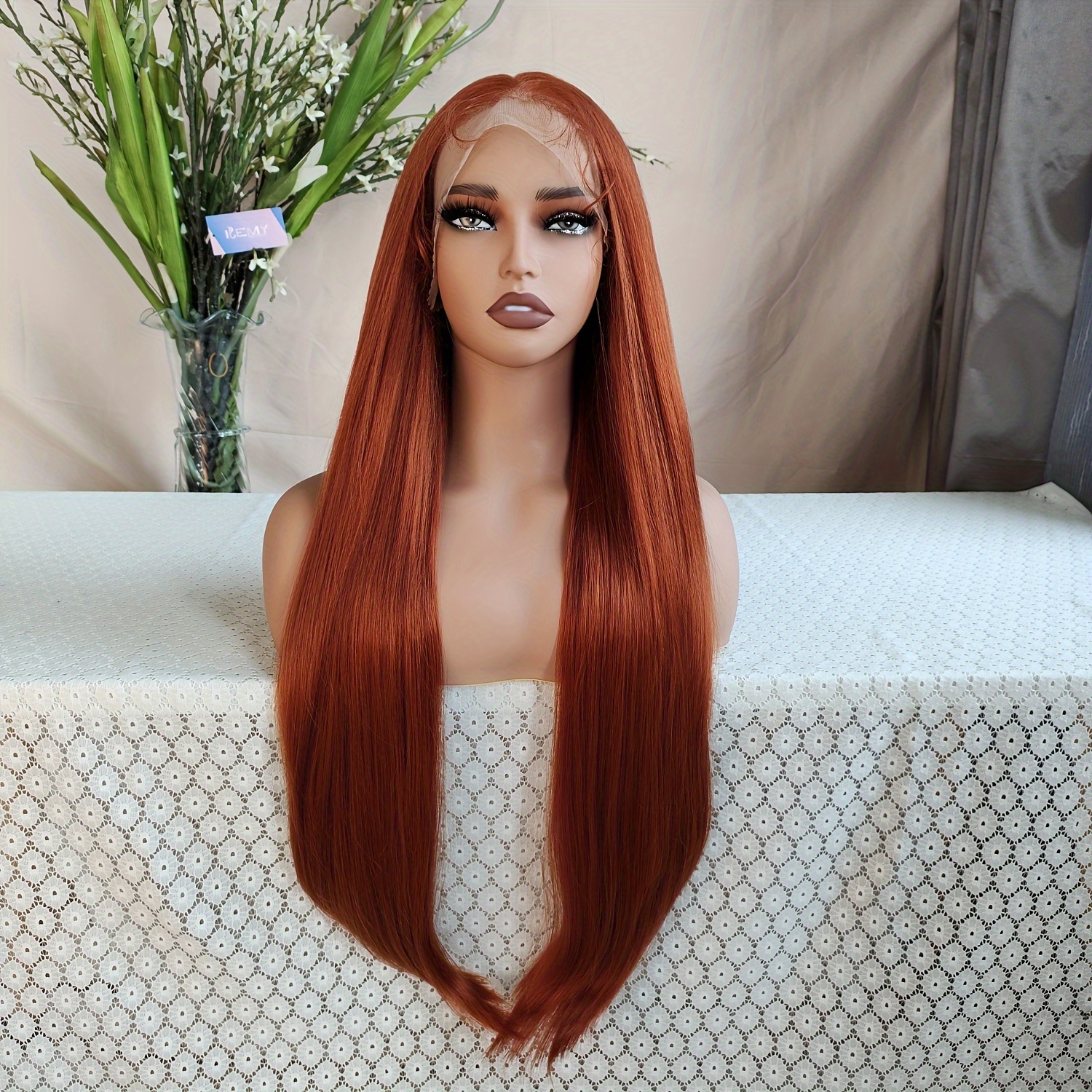 Black Straight Wig Synthetic Lace Wigs Pre Plucked Long Temu New