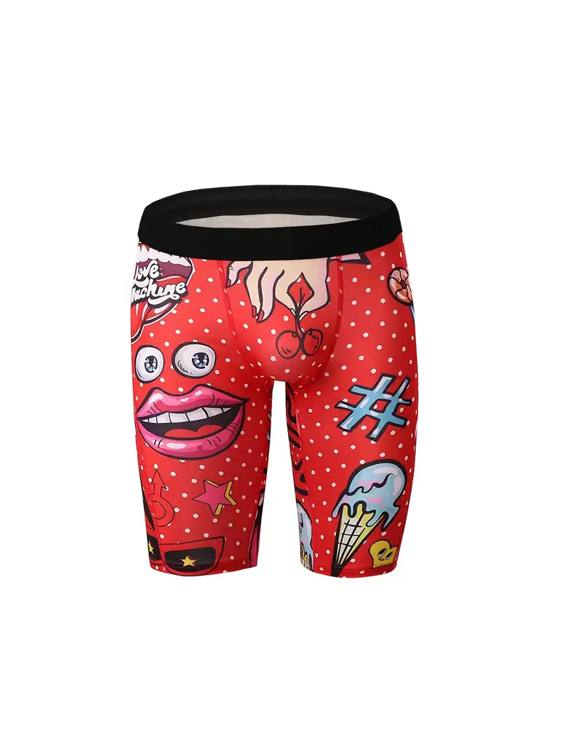 Men's Cartoon Ice Cream Funny Print Boxer Briefs Underwear - Temu
