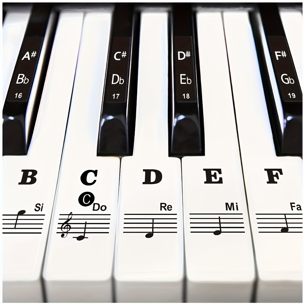 Piano Keyboard Stickers for 88/76/61/54/49/37 Key Large Letter Piano  Stickers for Learning, Removable Piano Keyboard Letters, Notes Label for
