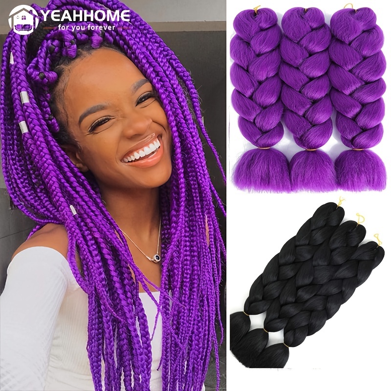 Pure Ombre Color Synthetic Heat Resistant Hair Extension Twist Jumbo  Braiding Kanekalon Hair For Women - Temu