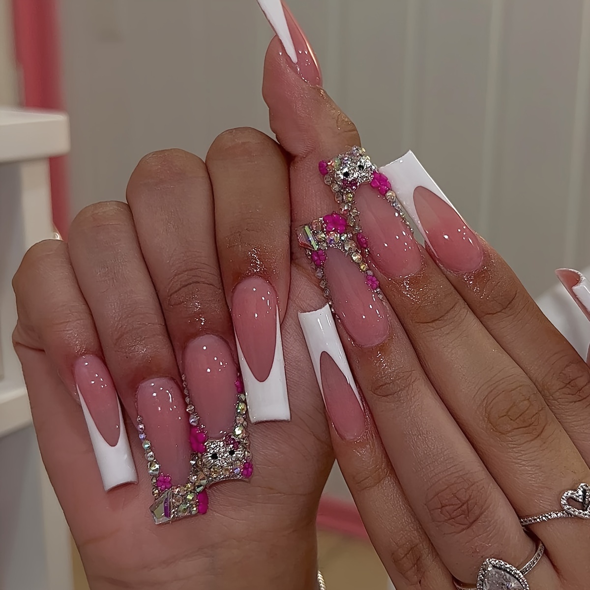Hello Kitty Nails  Hello kitty nails, Pink acrylic nails, Simple nails