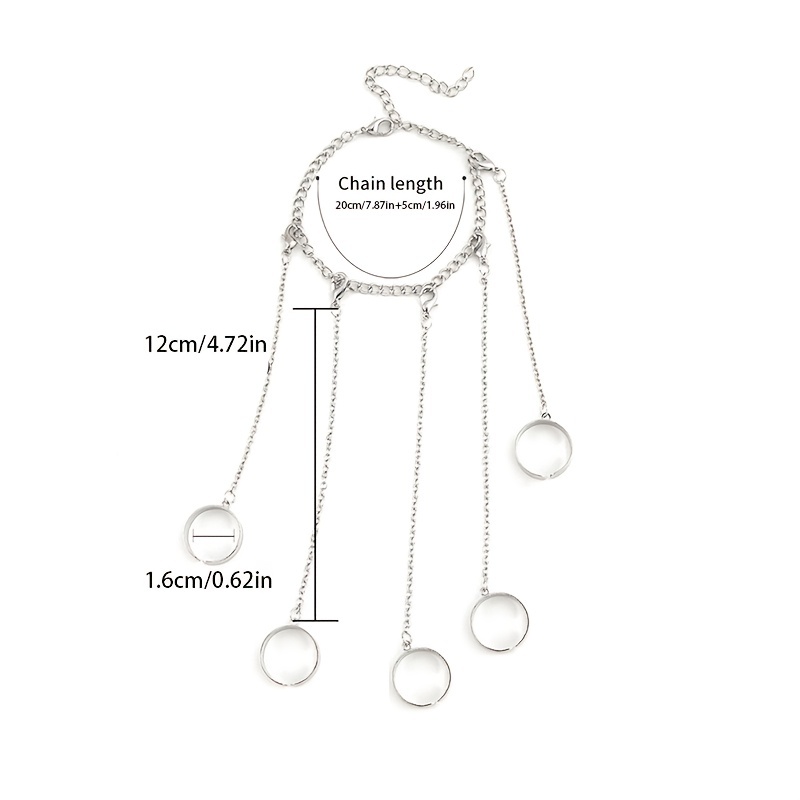 Punk Chain Tassel Hand Harness with Finger Rings