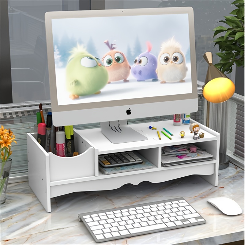 Soporte de escritorio para ordenador portátil, soporte de madera para  Monitor, elevador de pantalla de ordenador