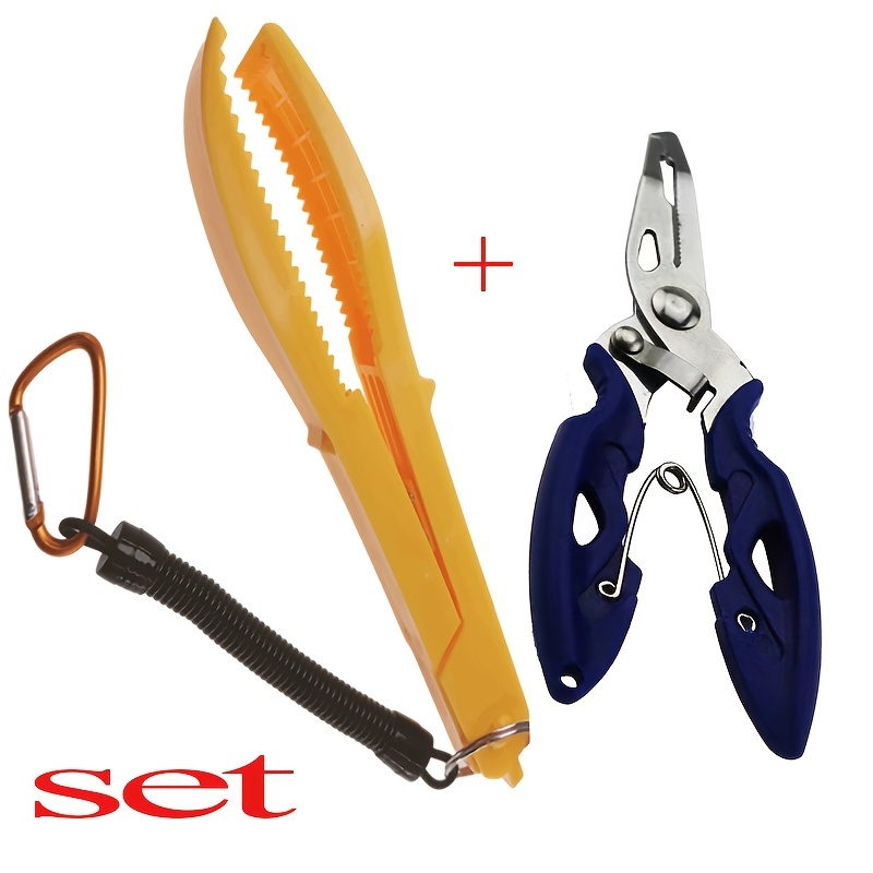 Fishing Pliers And Tong With Lanyard Set Random Color Fish Lip Gripper  Controller For Outdoor - Sports & Outdoors - Temu Germany
