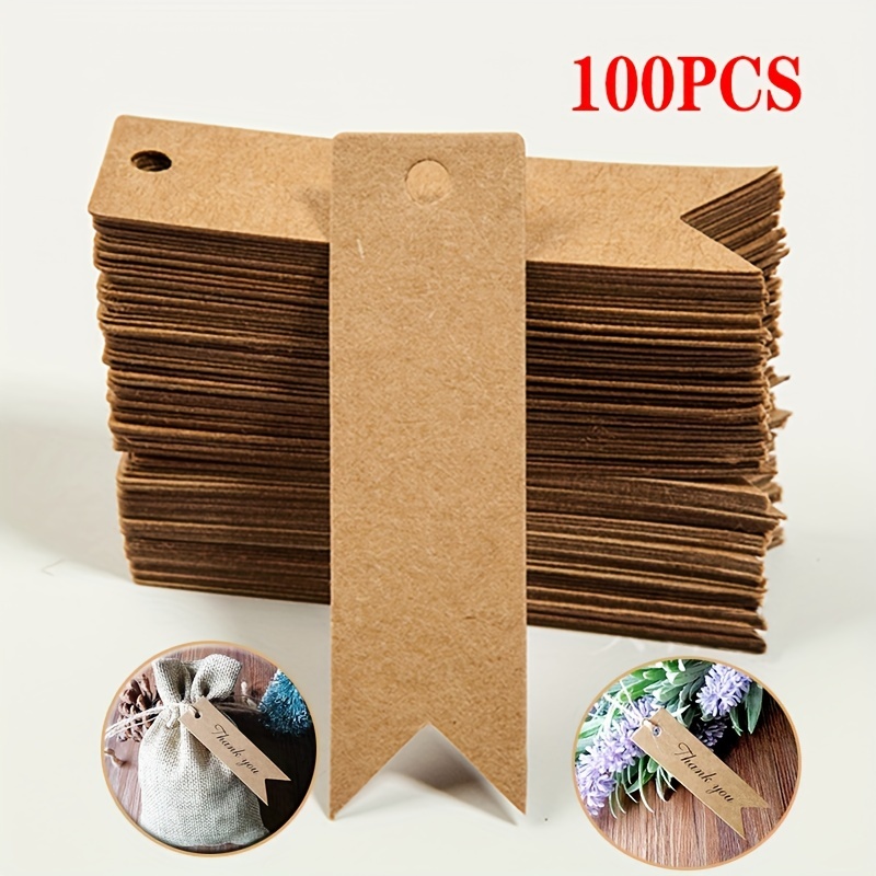 100 Pcs Square Gift Tags with String,Blank White Paper Tags with Jute  Strings for Wedding Favor,Christmas
