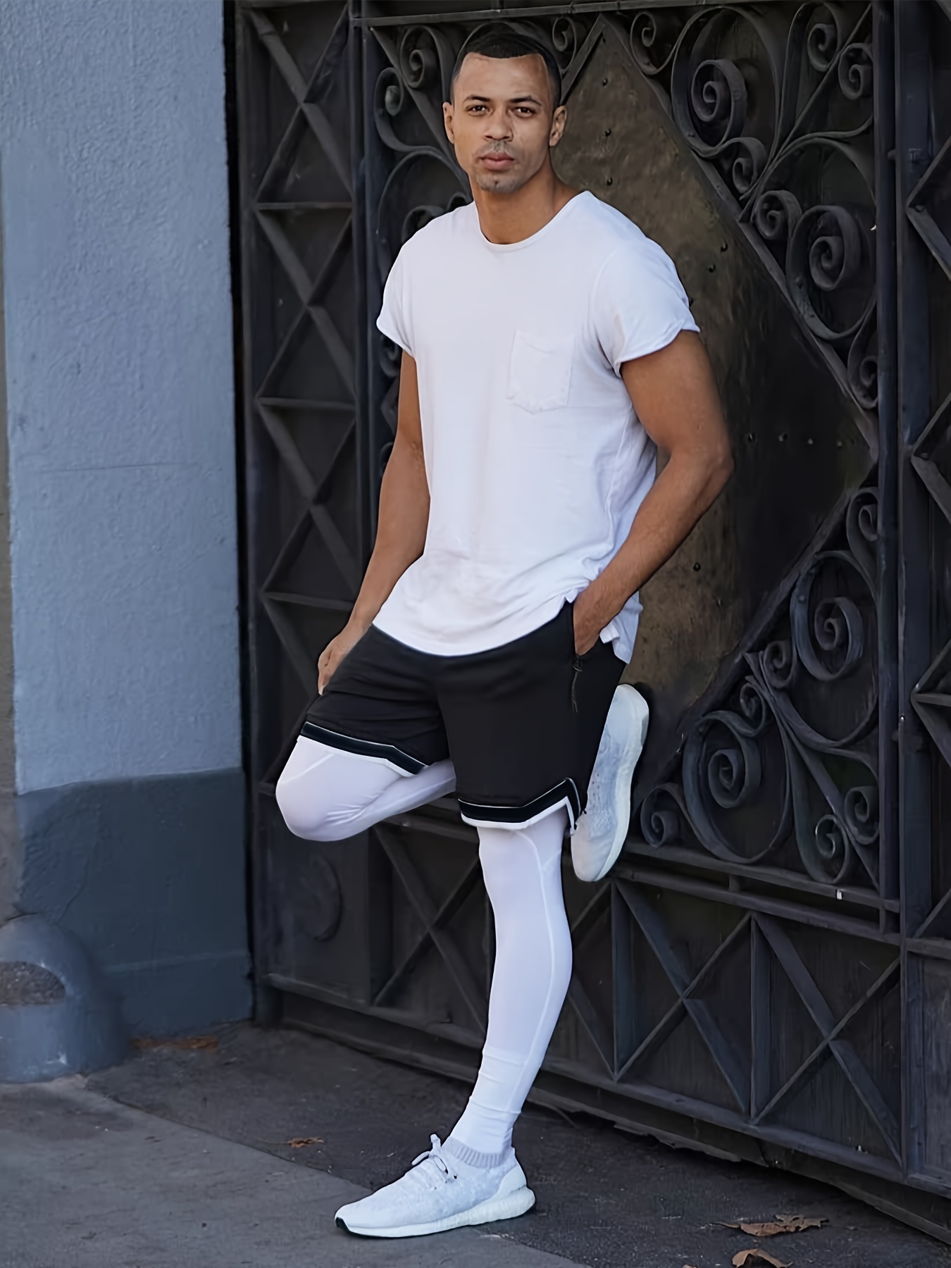 2 in 1 Double Layer Quick drying Pocket Leggings Men's - Temu Canada