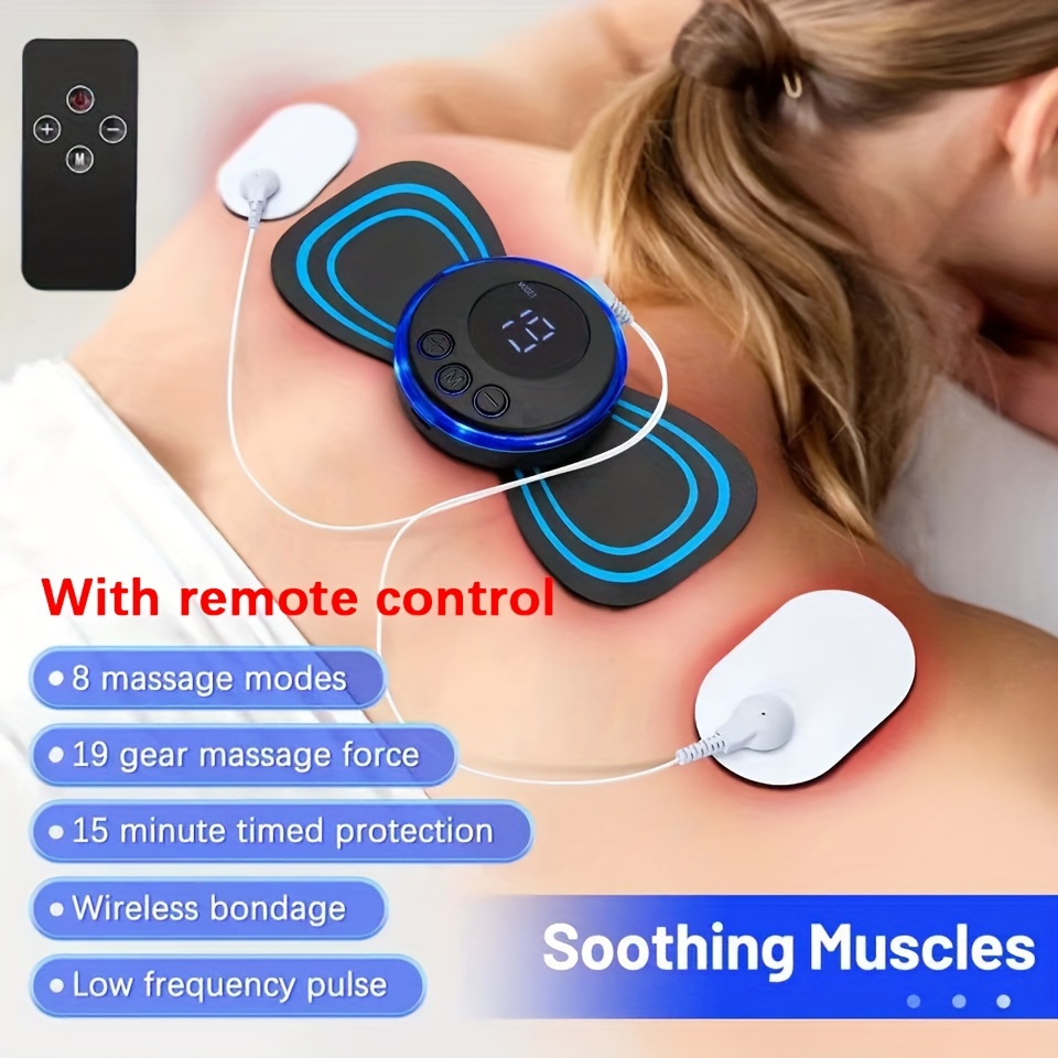 Lcd Display Ems Neck Massage Electric Massager Cervical Neck Back Patch 8  Mode Pulse Muscle Stimulator Portable Relief Pain