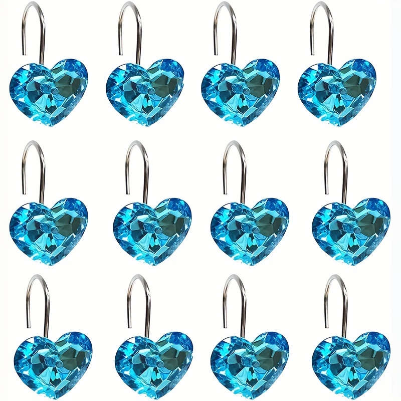 Shower Curtain Hooks Acrylic Hearts Decorated With - Temu