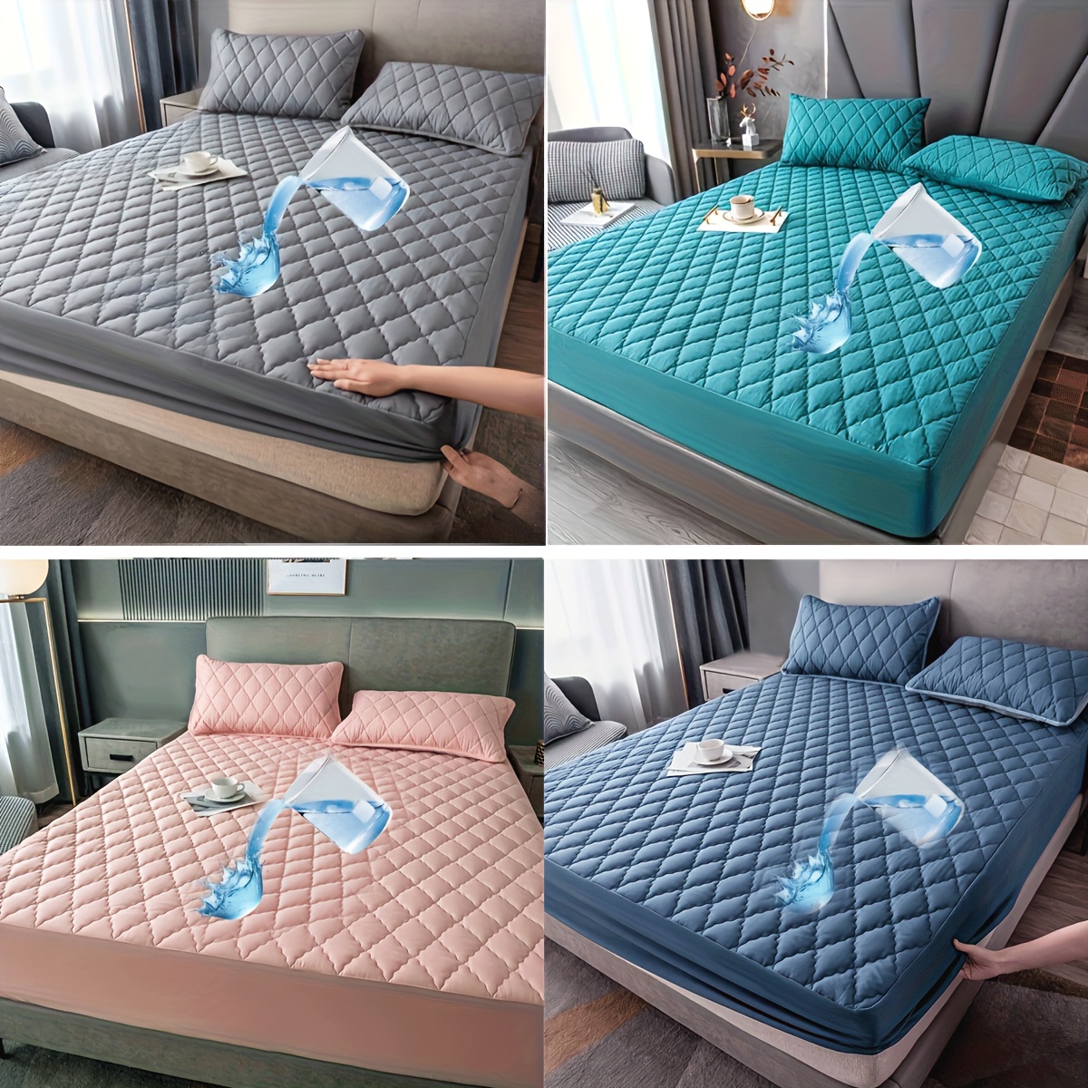 Solid Color Embossed Waterproof Thin Mattress Home Non slip - Temu