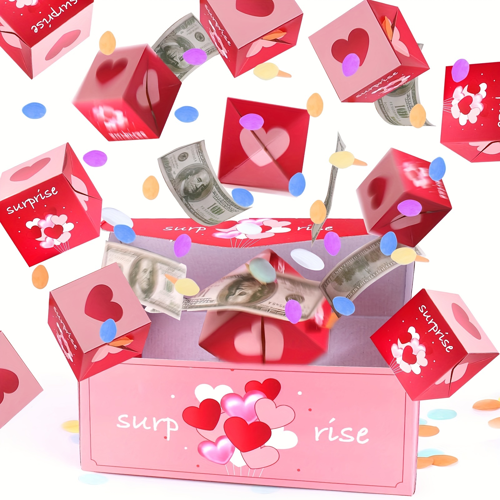  Caja de regalo sorpresa – Creando la caja de regalo más  sorprendente explosión para dinero, cajas sorpresa de los mejores deseos  para Navidad, Halloween, cumpleaños, aniversario, propuesta de San Valentín  (B) 