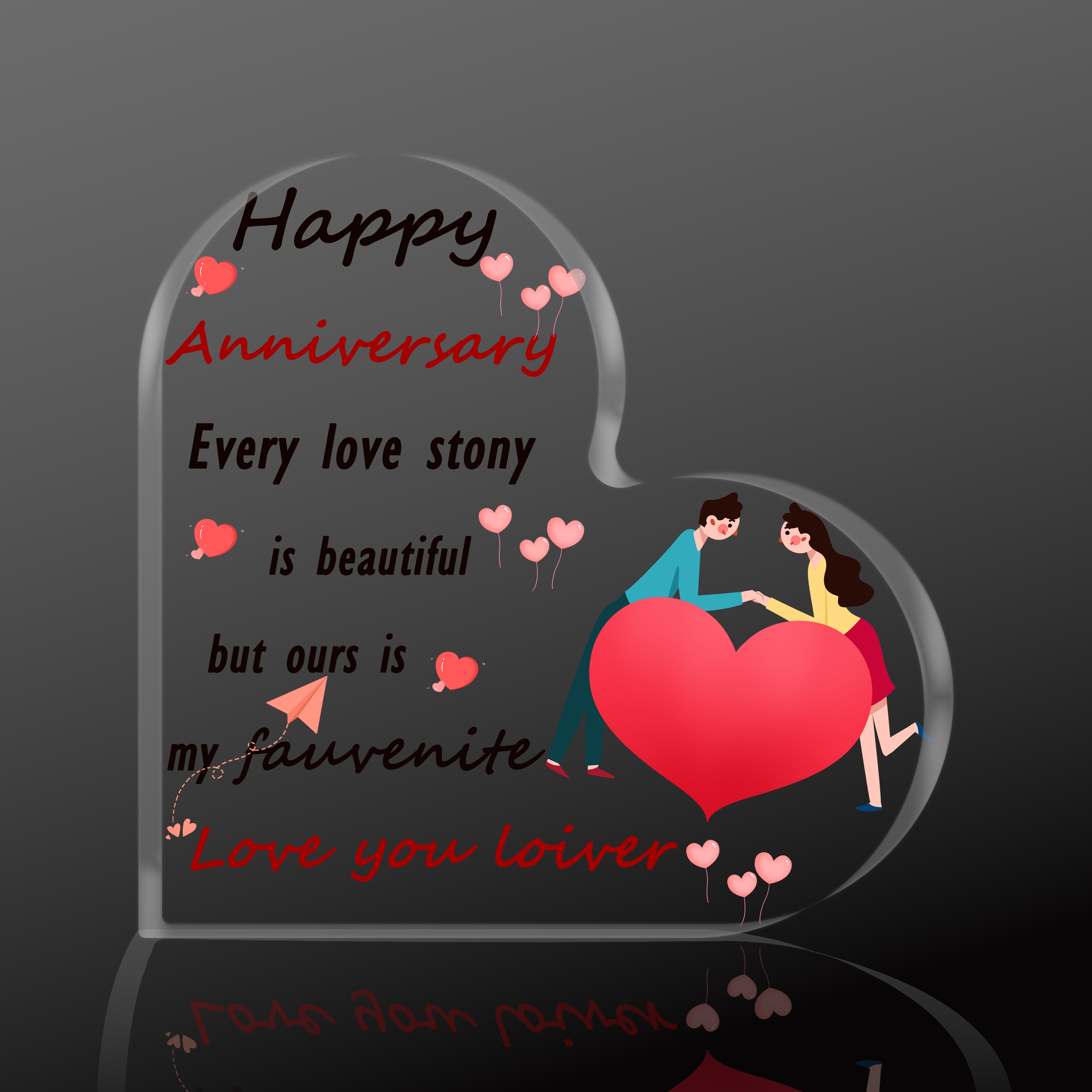 1pc Acrylic Plaque, Heart-shaped, Anniversary Romantic Gifts Heart Shaped  Anniversary Acrylic Plaque For Boyfriend Girlfriend, Anniversary Wedding Gi