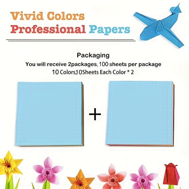  Origami Paper 200 Sheets, 20 Vivid Colors, Double Sided Colors  Make Colorful and Easy Origami,6 Inch Square Sheet, for Kids & Adults,  Papers, Arts and Crafts Projects (200 Sheets) 
