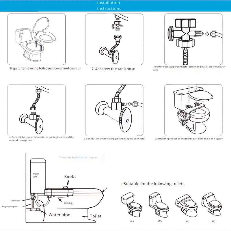 WASHERO-bidé de agua caliente para asiento de inodoro, accesorio de  pulverizador de chorro, cubierta de lavado a tope, Shattaf caliente y frío,  no eléctrico