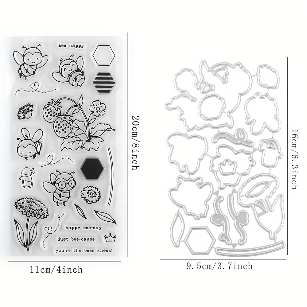 Bee Happy Stamp Set, Bees, Honeycomb