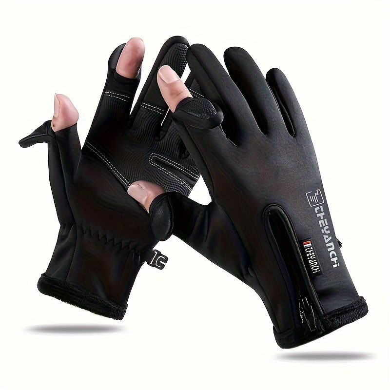 New Sport Leather Keep Warming Fishing Gloves Breathable Anti-Slip