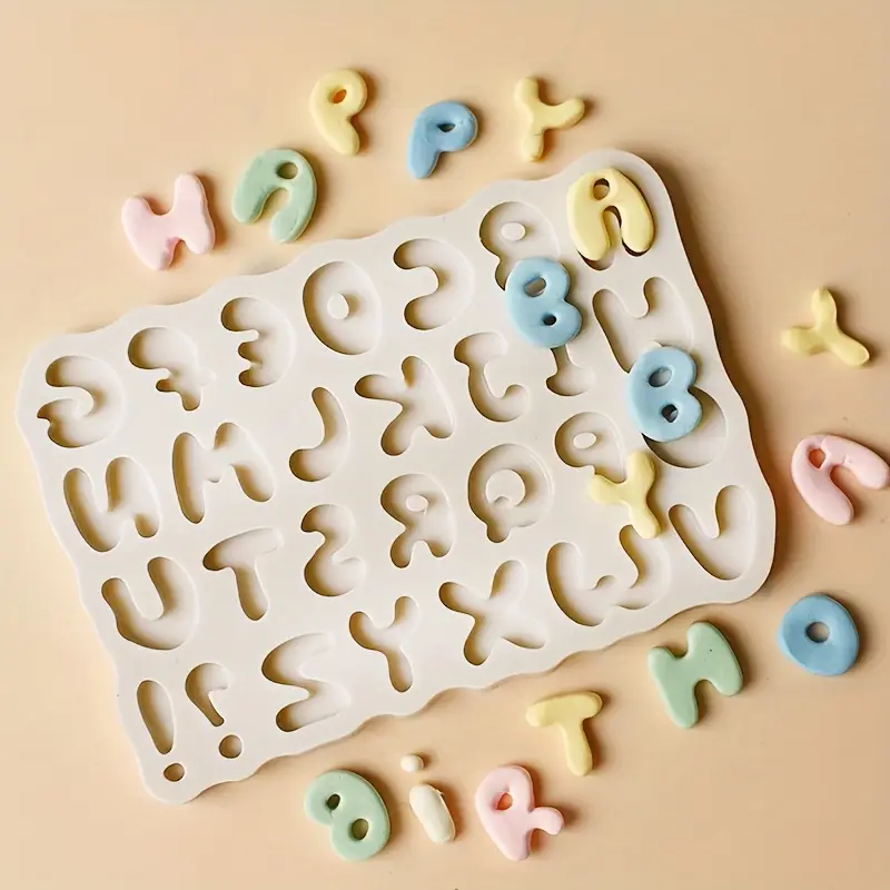 Alphabet Silicone Mold (52 Cavity) | Letter Mold | A to Z Mold | Food Safe  Fondant Mold | Cake Decoration | Flexible Mold For Epoxy Resin Art | Kawaii