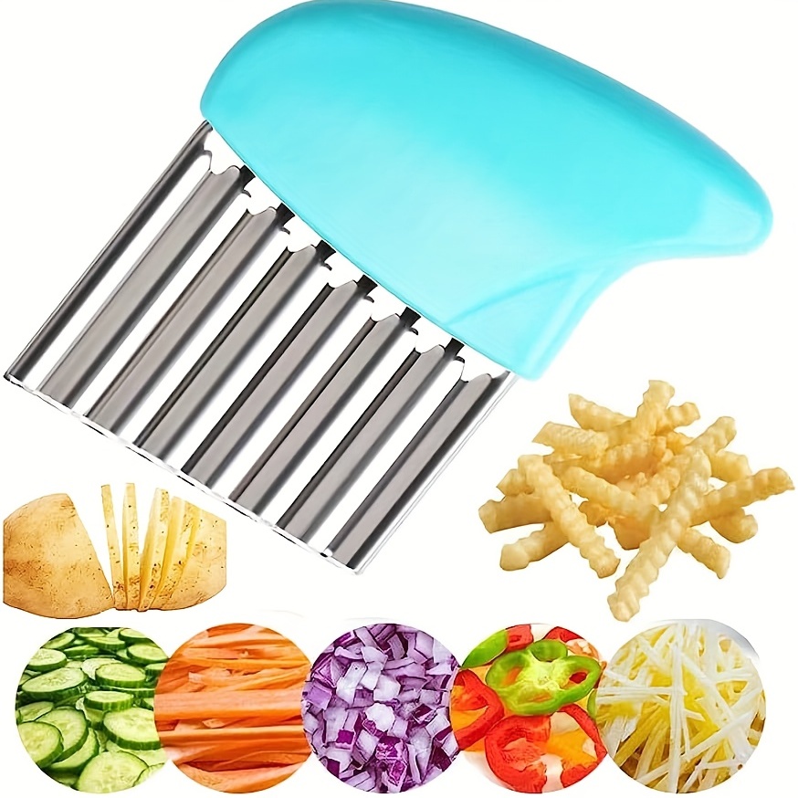 HTBMALL Crinkle Potato Cutter, Wavy Chopper Knife, Upgraded Stainless Steel  Blade, Safe Kitchen Tools with a shell Wavy Slicer for Fruit, Vegetable