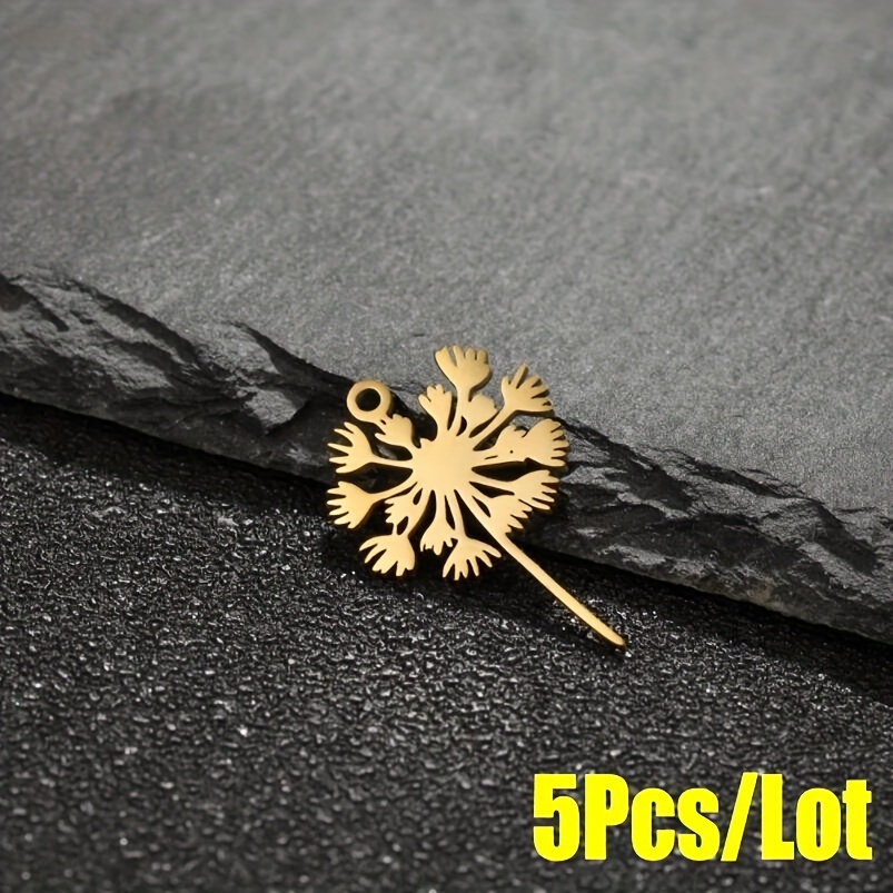 

5pcs Stainless Steel Hollow Dandelion Design Pendant For Diy Earrings Bracelet Necklace And Any Other Accessories