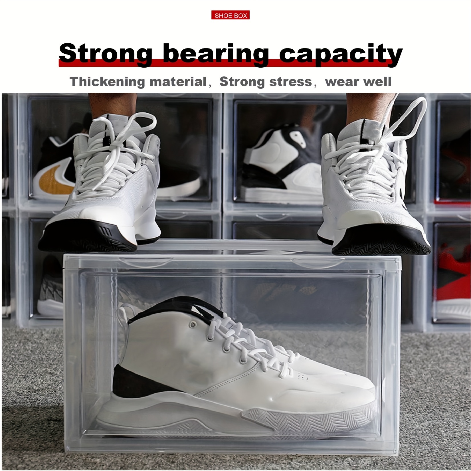 1 Boîte À Chaussures Transparente En Plastique Avec Porte, Boîte De  Rangement Pour Chaussures, Tiroir D