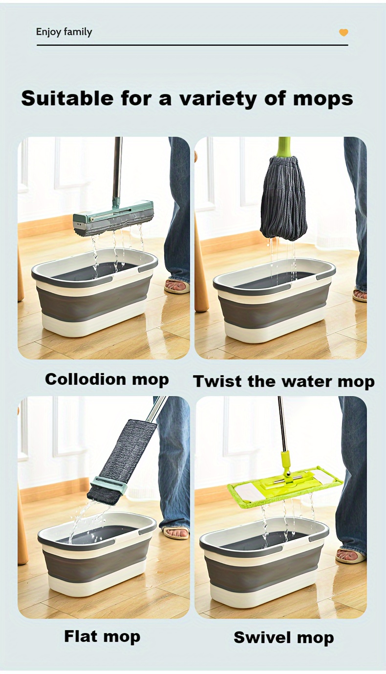 Pp+tpr Material Portable Folding Mop Bucket Rectangular Mop - Temu