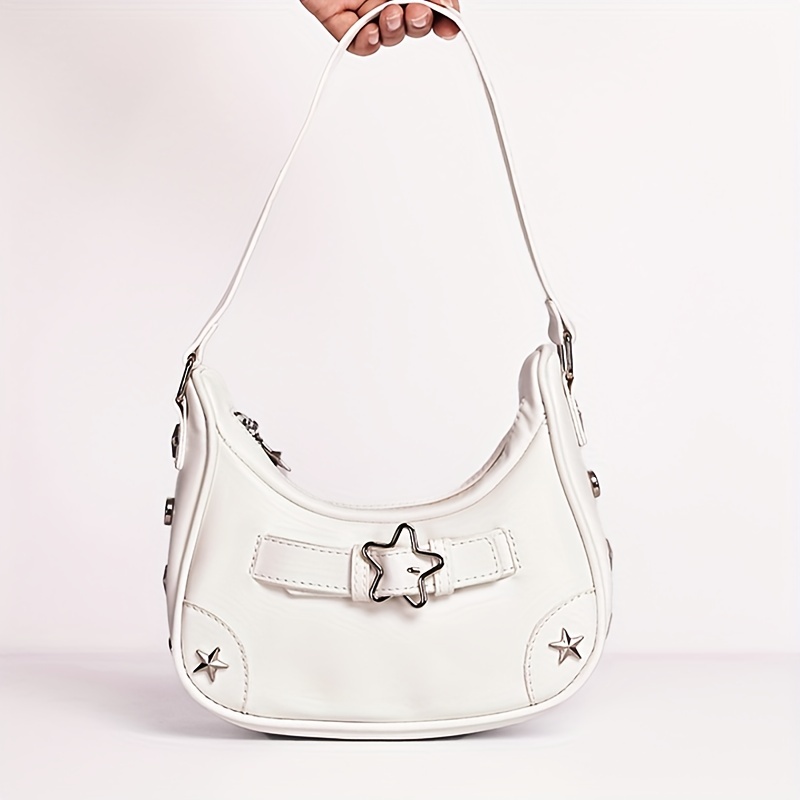 Star Pattern Zipper Underarm Bag Y2K Style Shoulder Bag