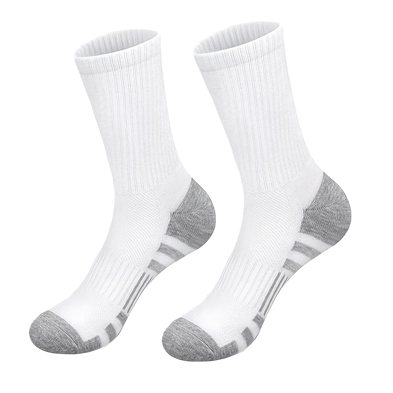2 6 pairs of mens simple solid mid calf socks comfy breathable soft sweat absorbent socks for mens outdoor wearing
