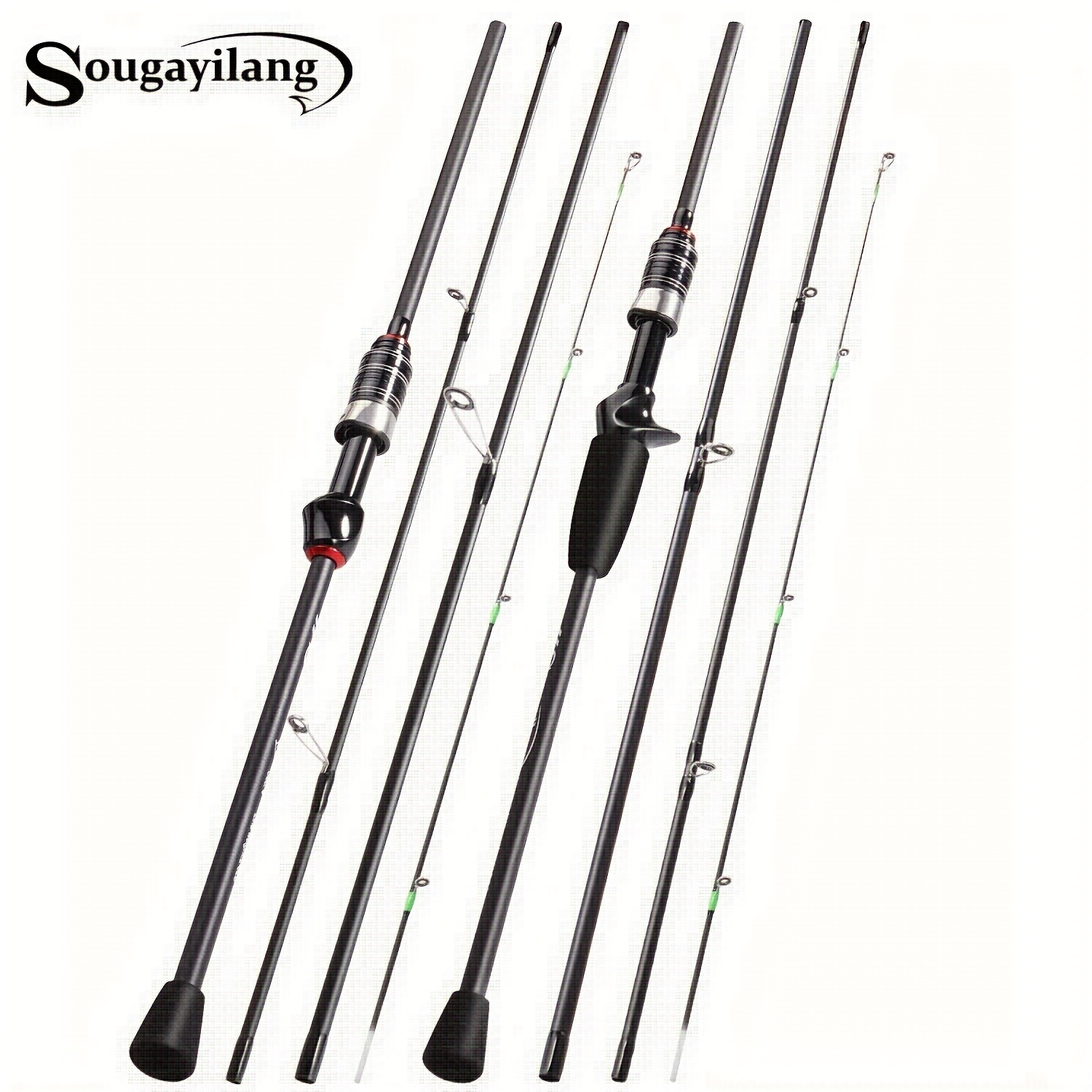 

Sougayilang 4 Sections Fishing Rod, 2.1m/6.89ft Ultralight Carbon Rod, Casting Spinning Fishing Pole For Bass Carp Saltwater Freshwater Travel Fishing Rod