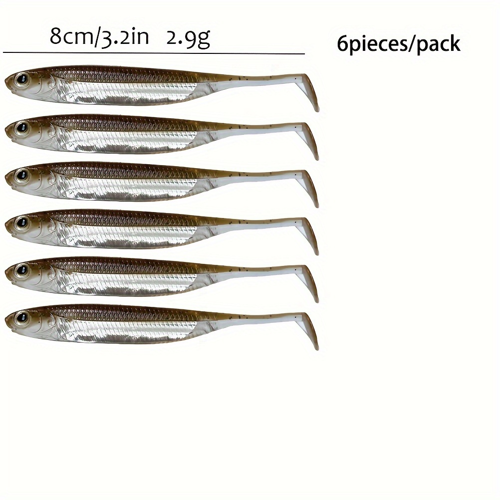 5pcs Paddle Tail Swimbaits Fishing Lure Soft Lure 8cm/2.8in Artificial Bait  Fishing Tackle