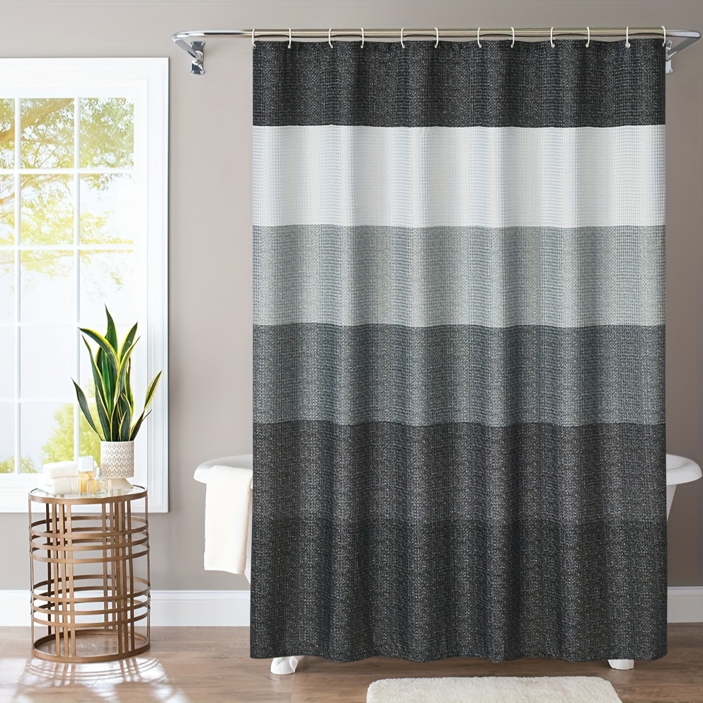 Black Gray Stripe Shower Curtain Bathroom Window - Temu