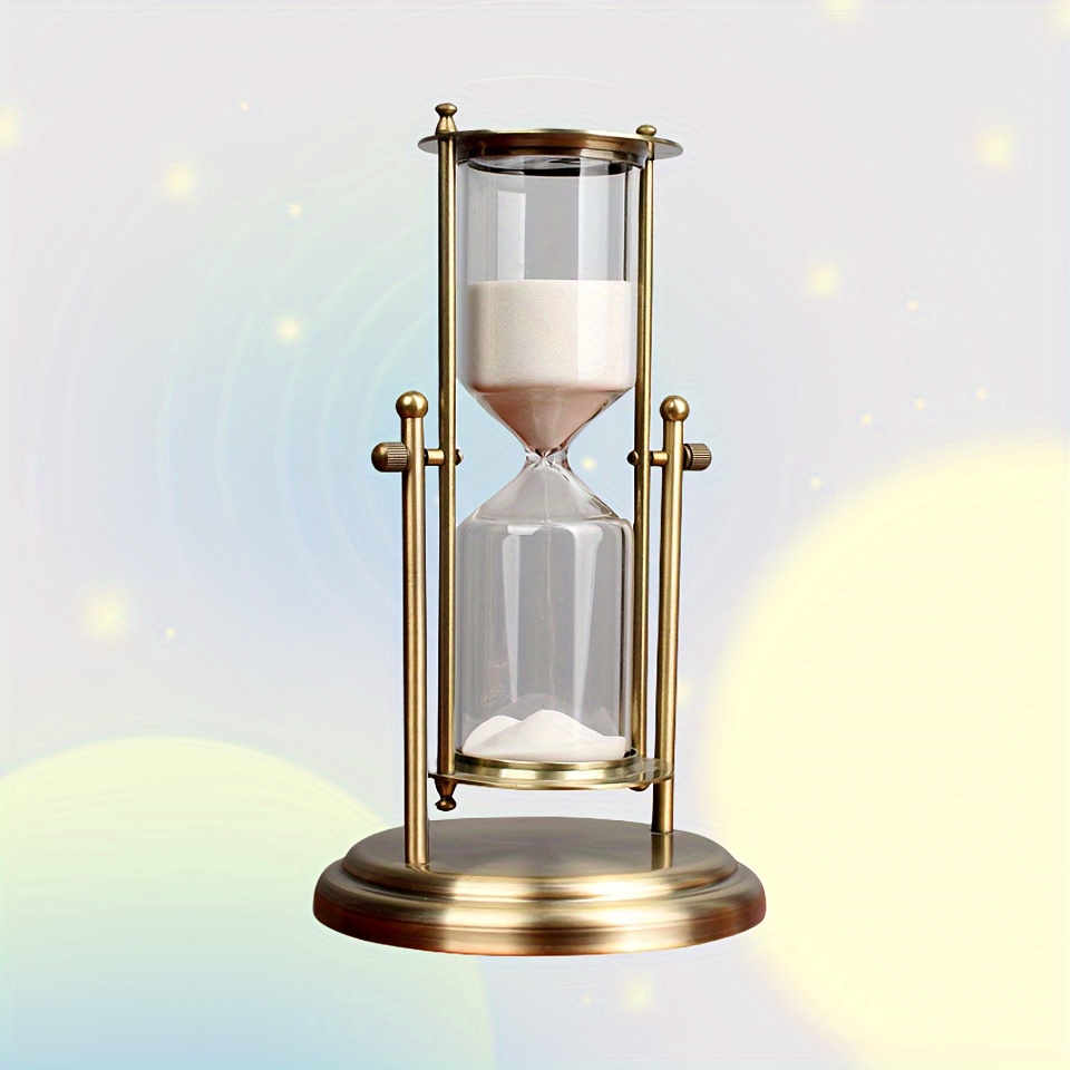 

1pc, Rotating Crown Hourglass Timer, 15 Minutes White Sand, Modern Home Office Desk Decor, Metal Sandglass, Decorative Ornament, Gift Idea