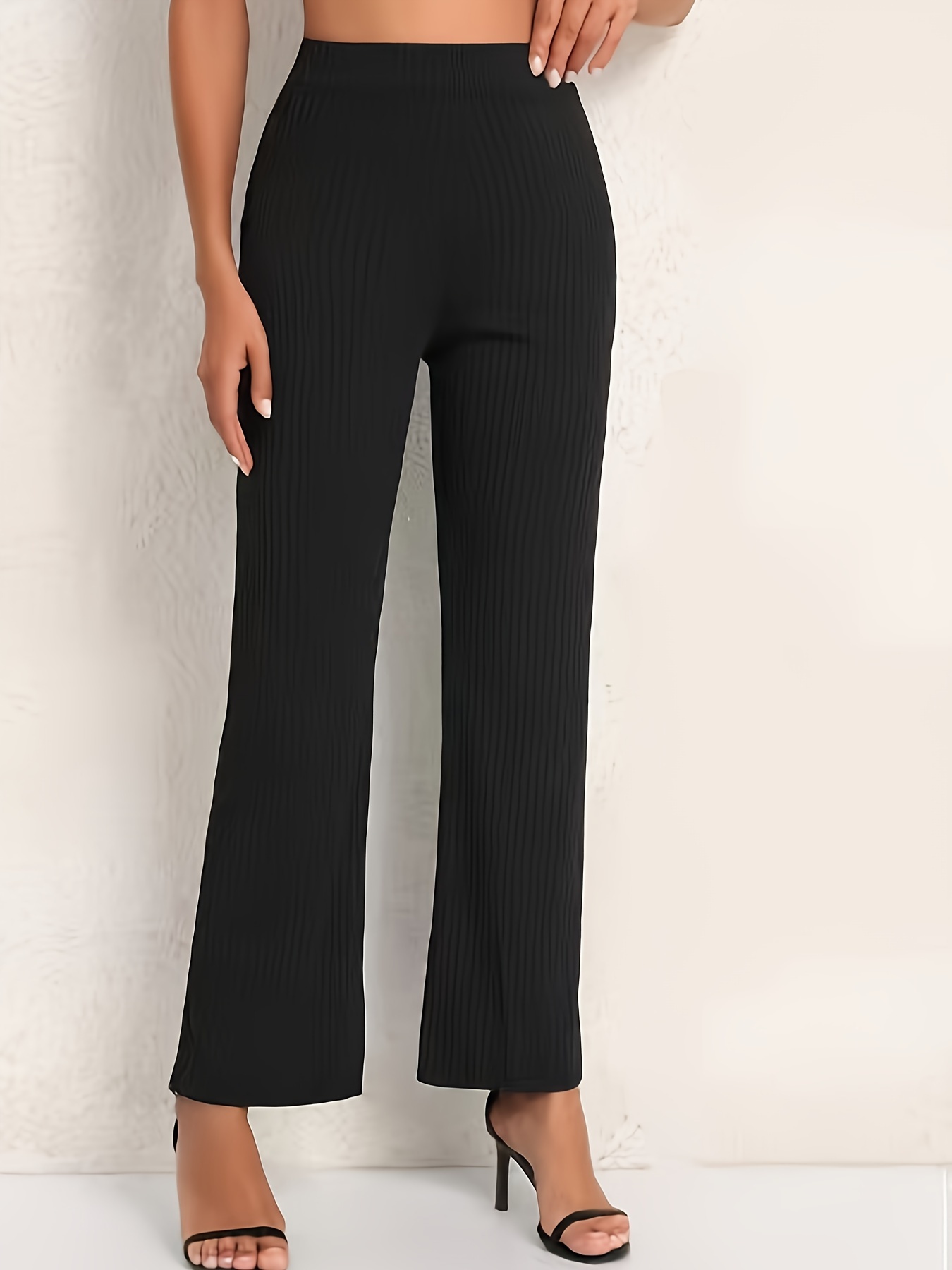 Plus Size Solid Pintuck Pants Casual Slim High Waist Pants - Temu