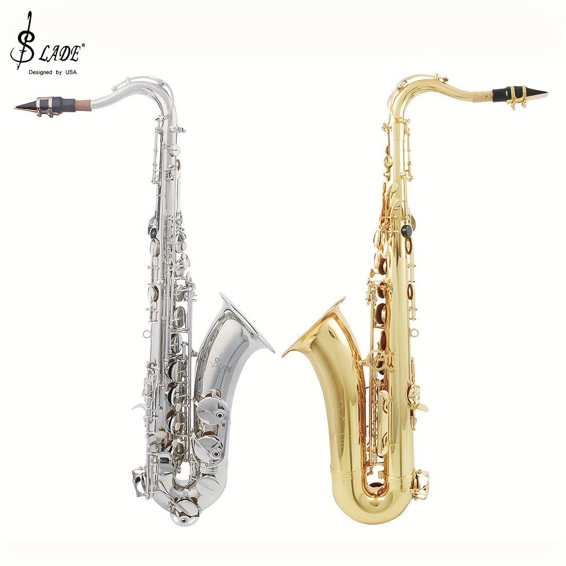 Antique Finish Bb Tenor Saxophone Sax Brass Body White Shell Keys