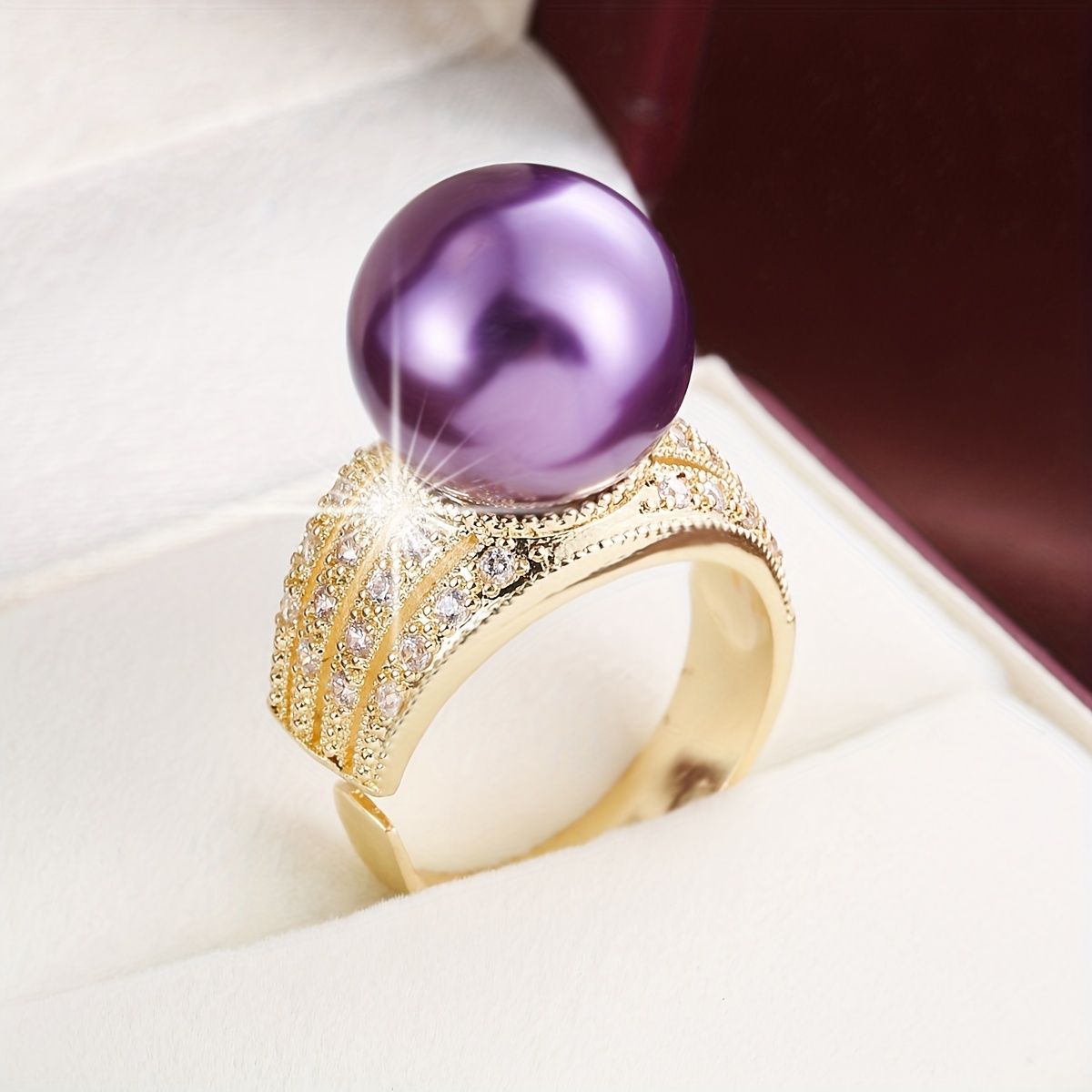 Wide Faced Lady's Ring with Zirconia Inlays