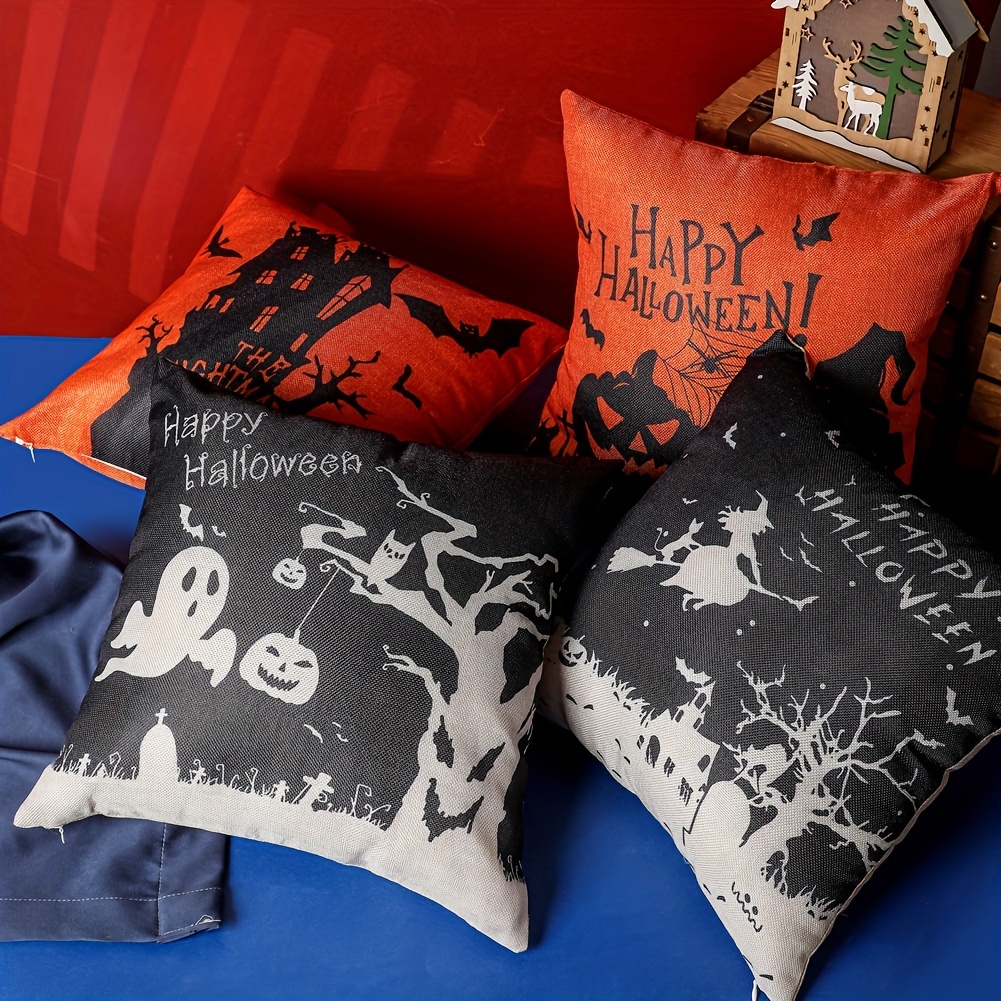 RioGree Halloween Decorations Pillow Covers 18x18 Set of 4 for Halloween  Decor Indoor Outdoor, Party Supplies Farmhouse Home Decor Throw Pillows  Cover