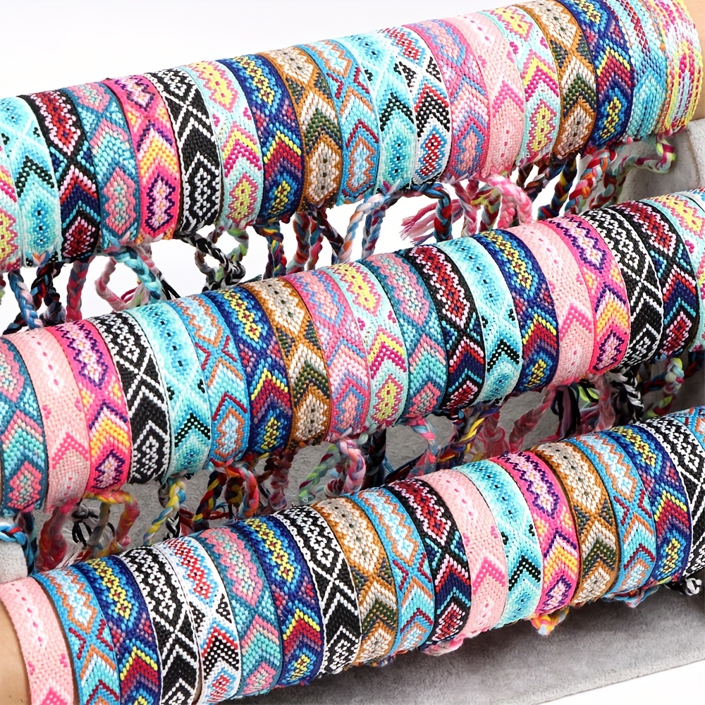 Boho Colorful Cotton Rope Woven Bracelets Men's Women's - Temu