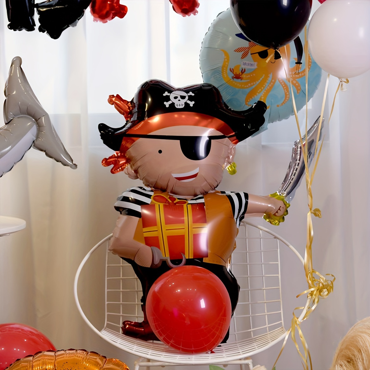 Black White Red Golden Balloon Kit Pirate Themed Birthday - Temu