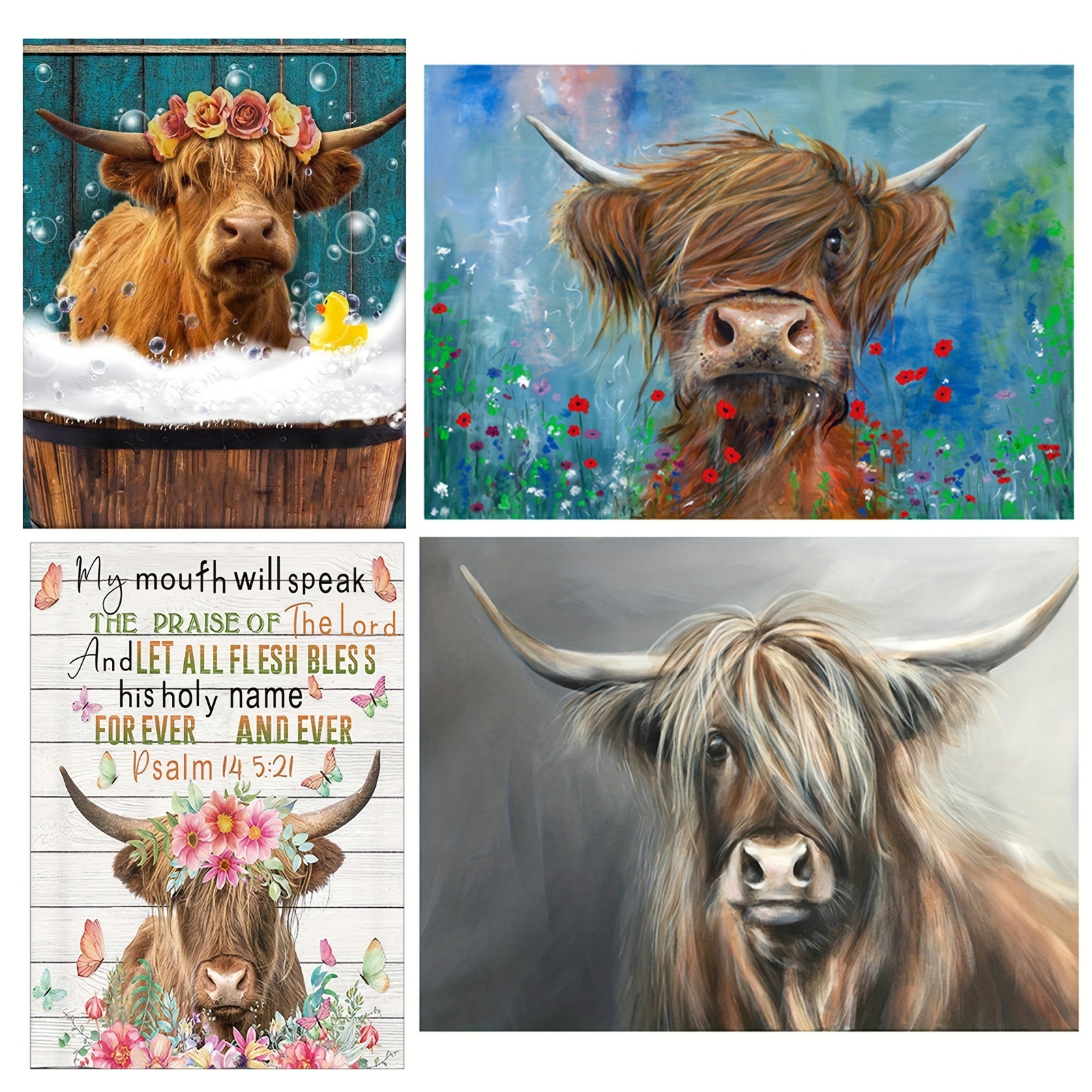 Highland Cattle 5d Diamond Painting Kit For Adults Diy Full - Temu