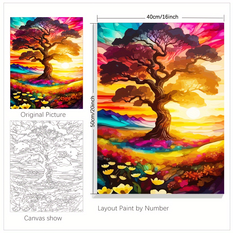 Moon Tree Large Paint By Number For Adults Beginner Students - Temu