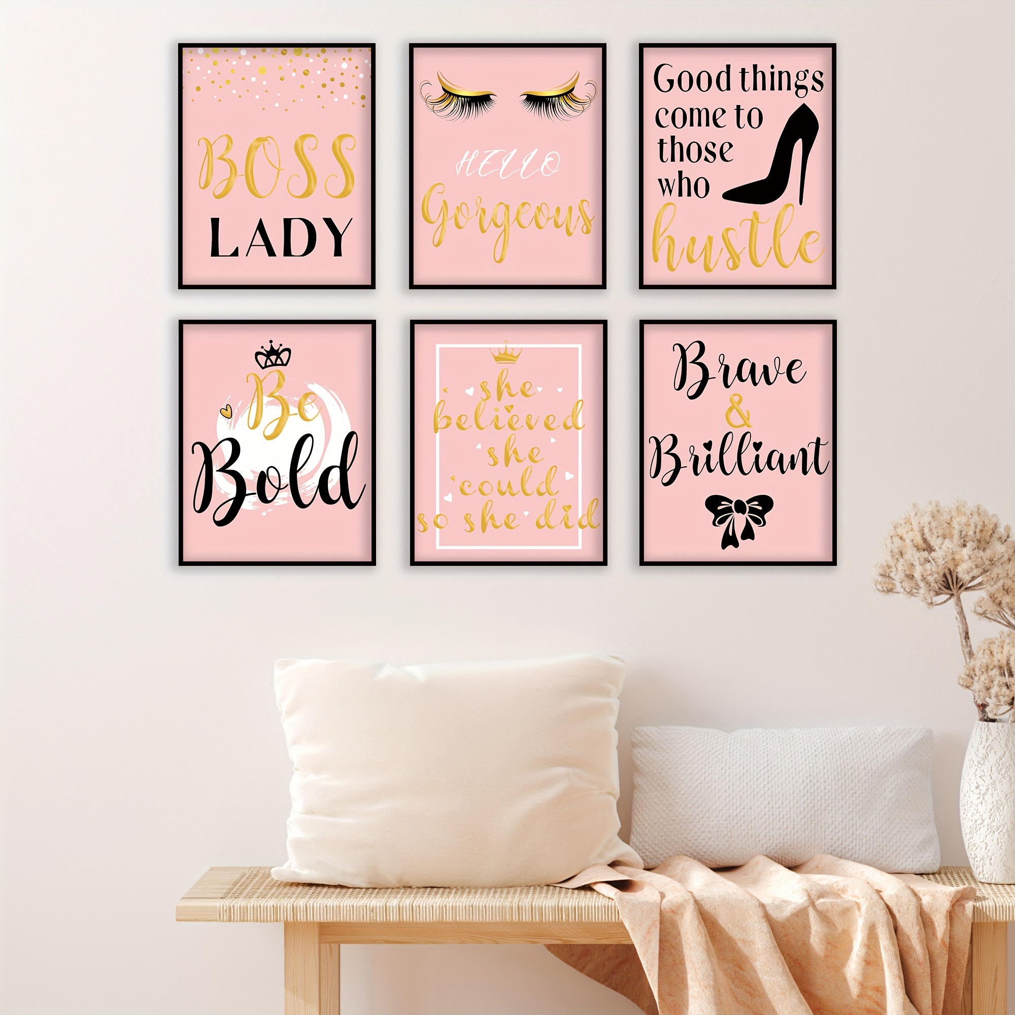 Stylish Room Decor Inspirational Wall Art Set For Women - Temu