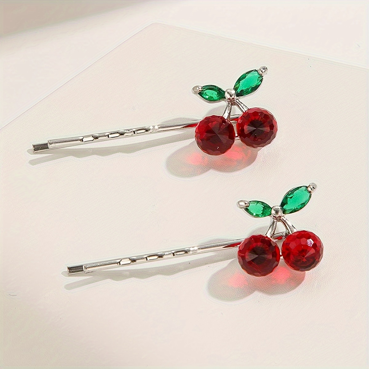 

2pcs/set Elegant Cherry Decorative Hair Clips Hair Side Clips Bangs Clips Trendy Hair Barrettes For Women And Daily Uses