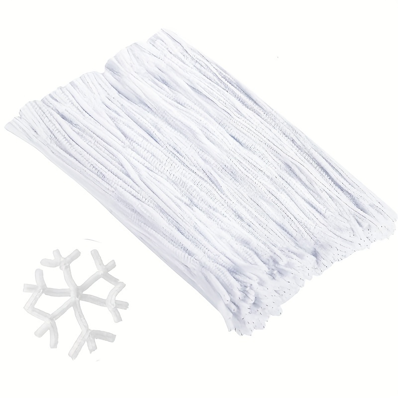 200pcs White Chenille Stems, Pipe Cleaners For Diy Crafts, With Scissors