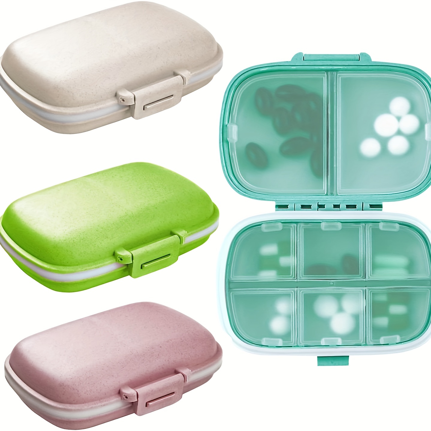 7 Compartments Travel Pill Organizer Moisture Proof Small Pill Box For  Pocket Purse Daily Pill Case Portable Medicine Vitamin Holder Container(blue)