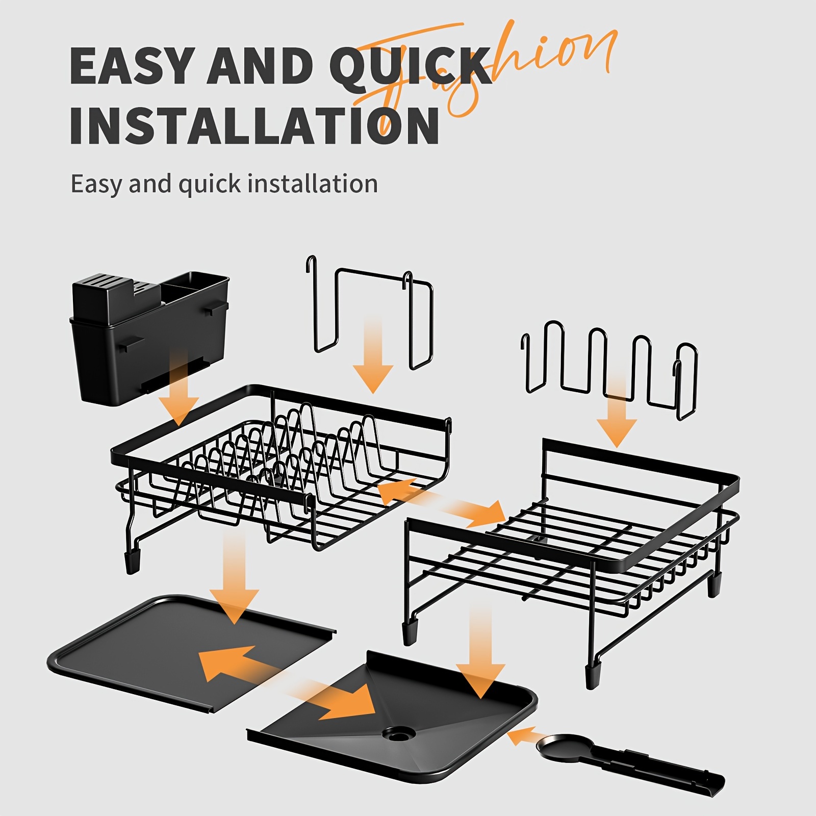 Large Extendable Dish Drying Rack - Rust-Resistant Kitchen Counter Rack